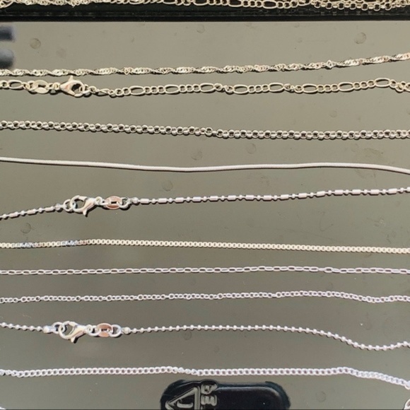 Anthro 925 Sterling Silver Snake Chain 10+ Style Necklace - Picture 5 of 15